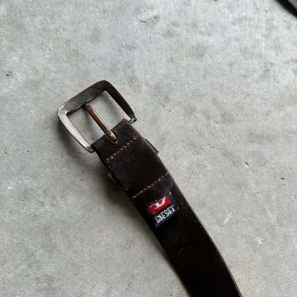 Diesel B-Dave II Brown Distressed Leather Belt